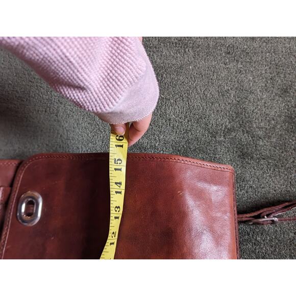 I Medici Italian Leather 2-Way Briefcase Shoulder Bag Red Brown Made in Italy - Picture 12 of 14